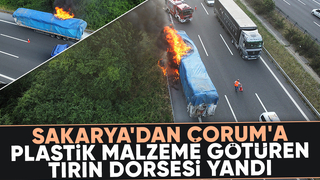 Balatalar tutuştu, tırın dorsesi yandı