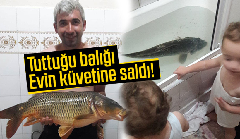Balığı küvete saldı!