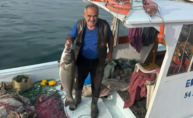 Balıkçı ağına 10 kiloluk levrek takıldı