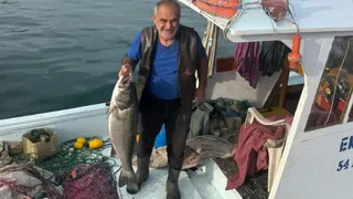 Balıkçı ağına 10 kiloluk levrek takıldı