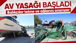 Balıkçılar ağ ve teknelerini onarıyor