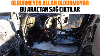 Bariyerin içinden geçen otomobil alev aldı: 3 kişi sağ kurtuldu