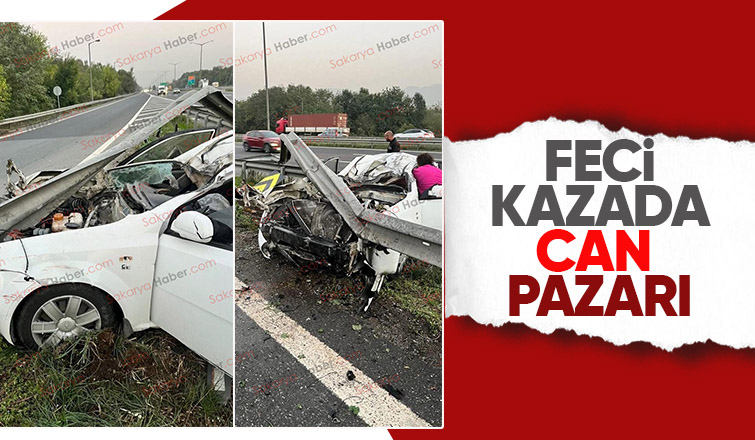 Bariyerlere çarpan otomobilde sürücü sıkıştı