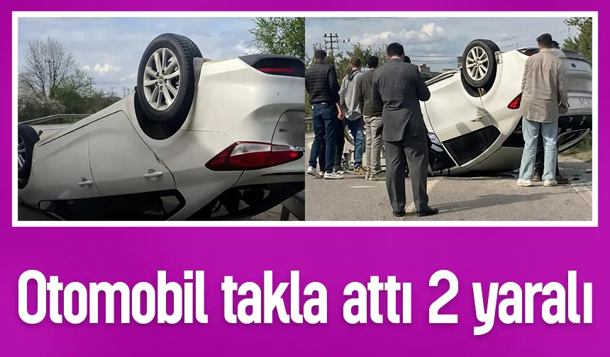 Bariyerlere çarpıp takla attı