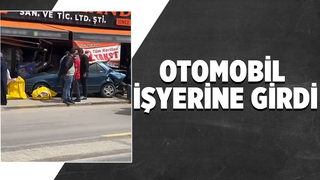 Başka aracın arkadan çarpması sonucu iş yerine daldı