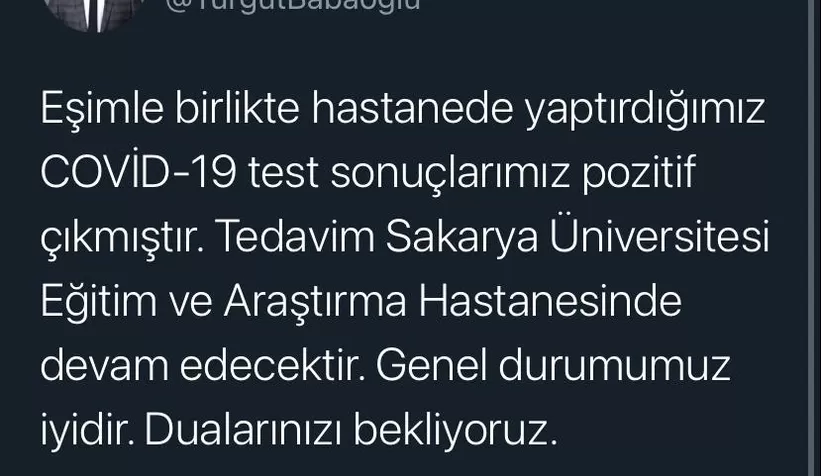 Başkan Babaoğlu ve eşi koronaya yakalandı
