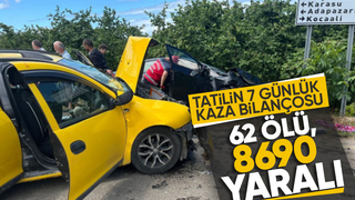 Bayram tatilinin 7 gününde kazalarda 62 kişi öldü