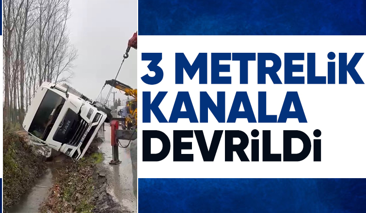 Bedilkazancı da tır devrildi