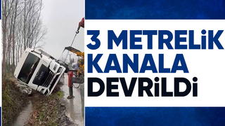 Bedilkazancı da tır devrildi