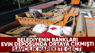 Belediye malzemeleri evin deposunda çıktı