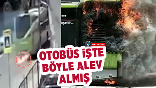 Belediye otobüsü böyle alev almış