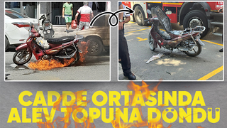 Benzin hortumu koptu alevler içinde kaldı