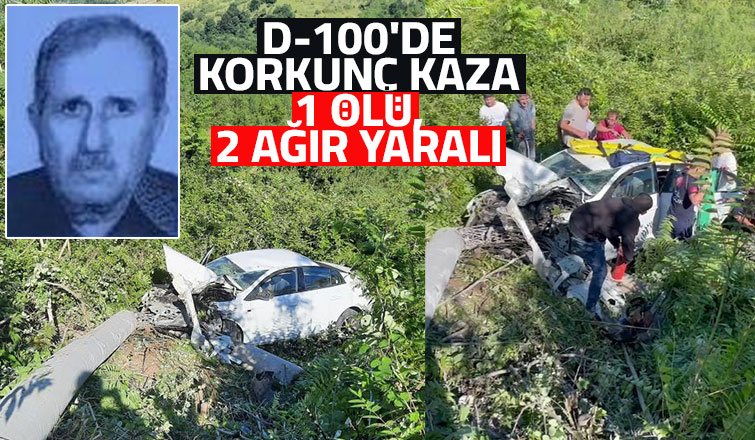 Beton direği yıkıp şarampole yuvarlandı: 1 ölü, 2 ağır yaralı