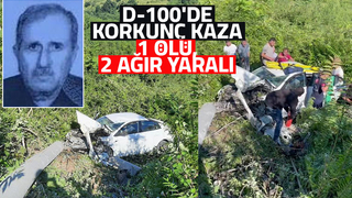 Beton direği yıkıp şarampole yuvarlandı: 1 ölü, 2 ağır yaralı