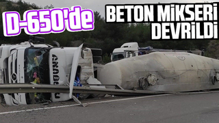 Beton mikseri devrildi