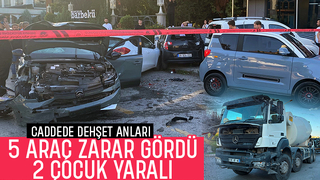 Beton mikserinin yol açtığı kazada 5 araç zarar gördü