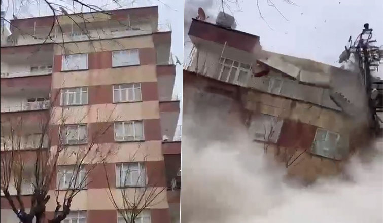 Bina artçı sarsıntıda böyle yıkıldı