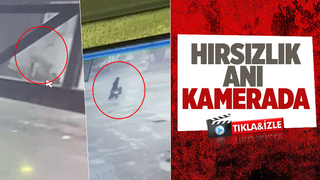 Bina önündeki eşyaları böyle çaldı