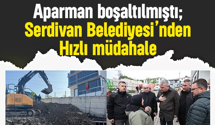 Binadakiler tahliye edilmişti, belediyeden hızlı müdahale