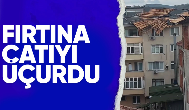 Binanın çatısı fırtınada uçtu
