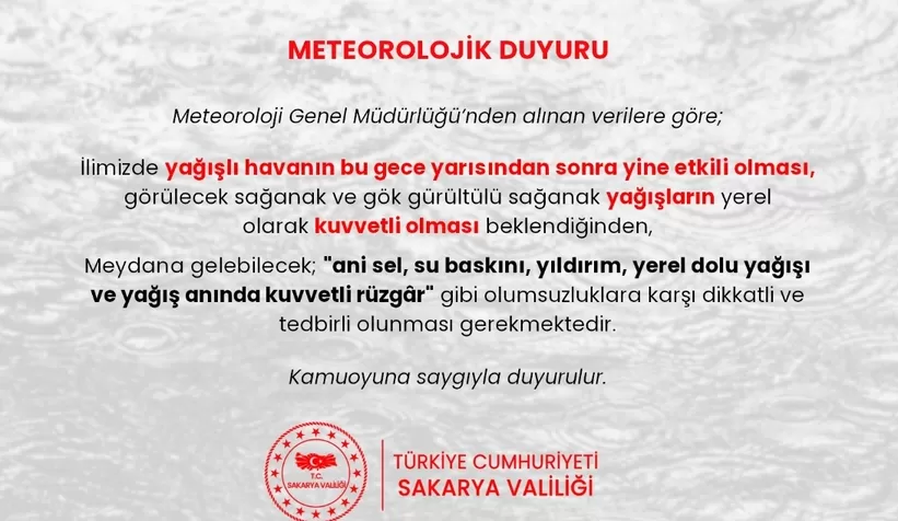 Bir uyarıda Valilikten