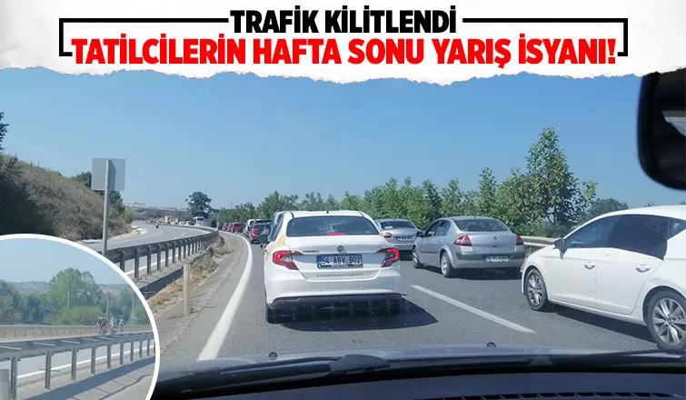 Bisiklet yarışı trafiği kilitledi