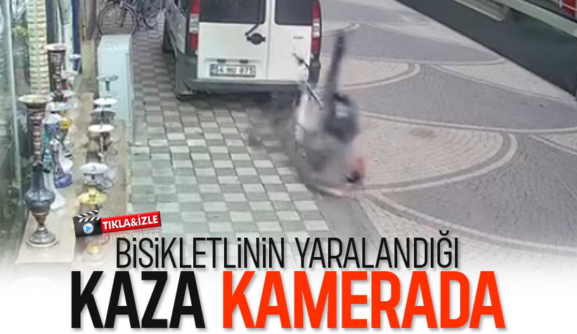 Bisikletli araca çarpıp düştü; işte o anlar