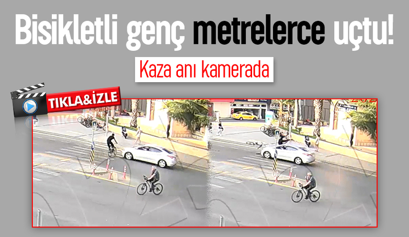 Bisikletli havaya uçtu! Dehşet anları kamerada