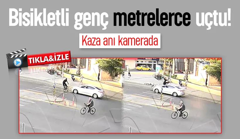 Bisikletli havaya uçtu! Dehşet anları kamerada