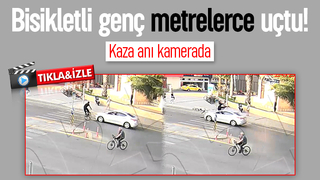 Bisikletli havaya uçtu! Dehşet anları kamerada