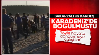 Boğulan iki kardeşin hayata döndürülmeye çalışıldığı anlar kamerada