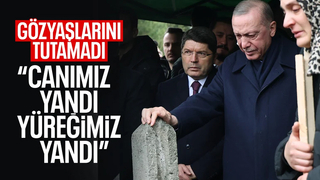 Bolu'da cenaze törenine katılan Cumhurbaşkanı Erdoğan gözyaşlarına boğuldu