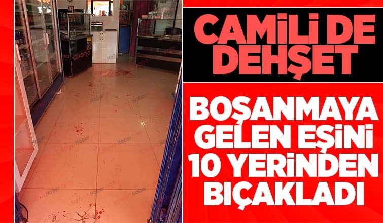 Boşanmaya gelen karısını defalarca bıçakladı
