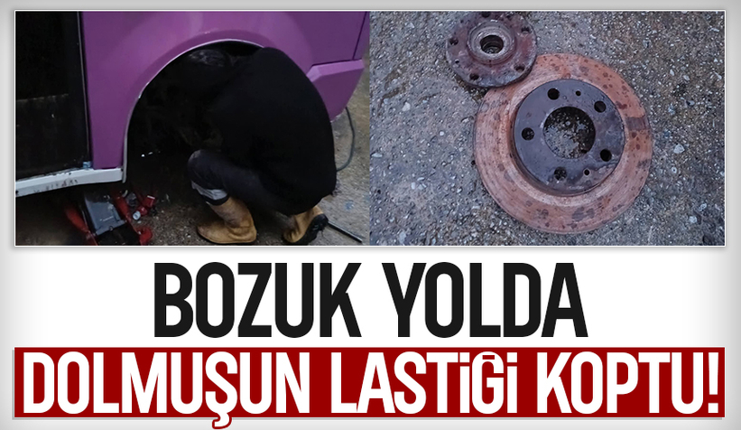 Bozuk yolda lastiği koptu!