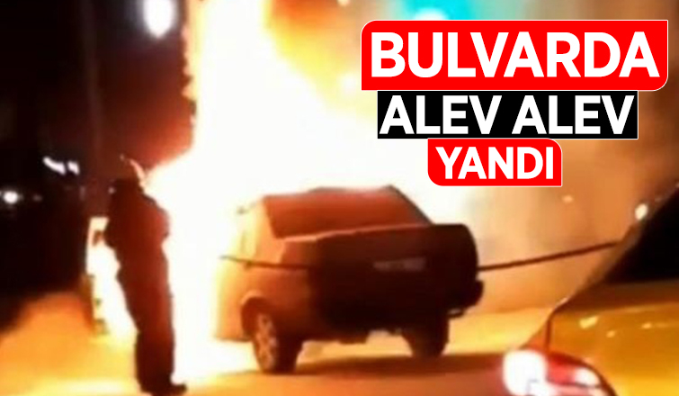 Bulvarda otomobil yandı