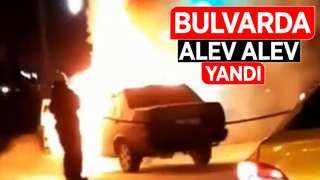 Bulvarda otomobil yandı
