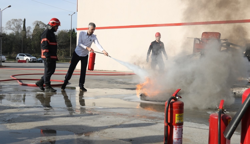 Büyükşehir’in şoförleri ateş karşısında eğitim gördü