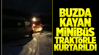 Buz pistine dönen yolda kaldı