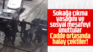 Cadde ortasında halay çektiler