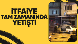 Caddede panik anları araç alev aldı