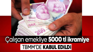 Çalışan emekliye 5 bin lira ikramiye TBMM'de kabul edildi