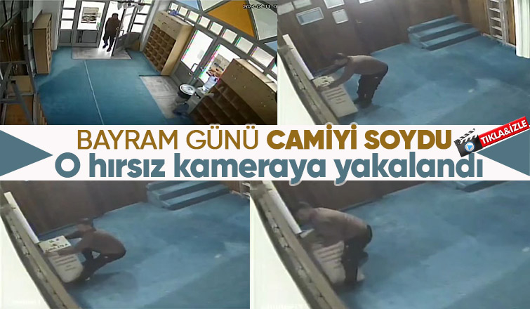 Cami hırsızı kamerada