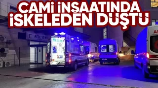 Cami inşaatında iskeleden düştü