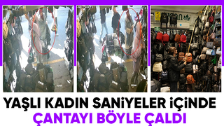 Çanta çalan yaşlı kadın kameraya yakalandı