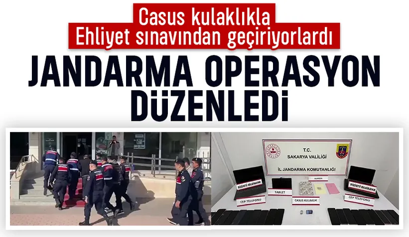 Casus kulaklıkla ehliyet sınavına sokuyorlardı; O çete çökertildi