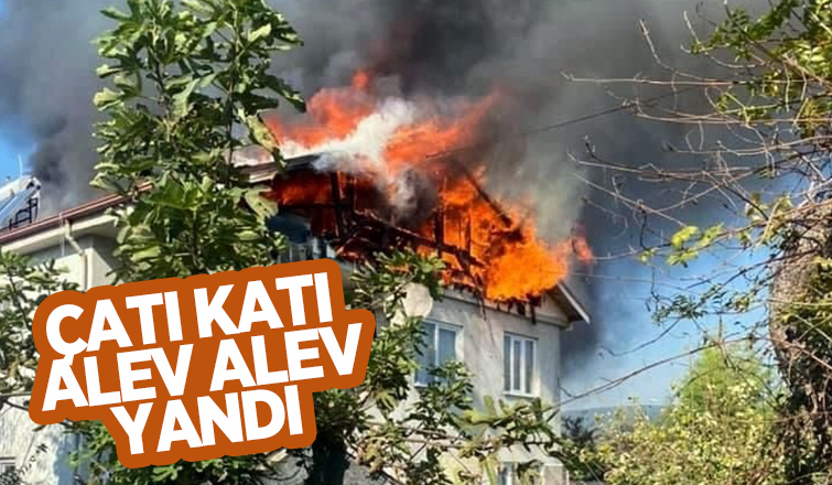 Çatı alev alev yandı
