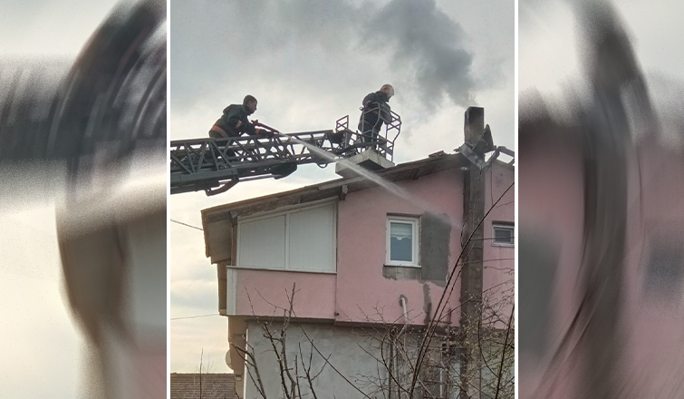 Çatıya sıçramadan itfaiye yetişti