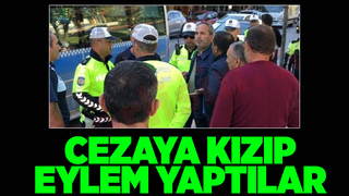 Cezaya kızan minibüsçülerden eylem
