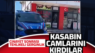 Cinayetin ardından kasabın camlarını taşladılar