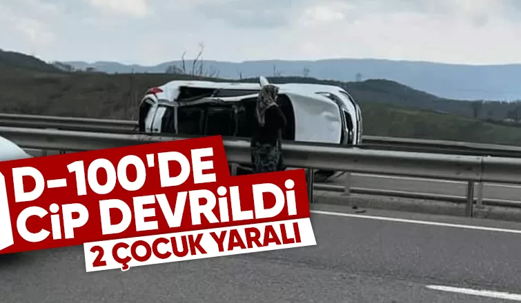 Cip bariyerlere çarpıp devrildi: 2 çocuk yaralandı